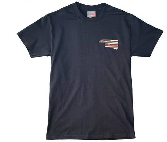 1st Defender Station Tee - Navy Blue, Thin Red Line Logo